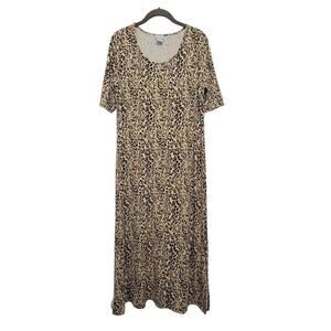 Chicos Animal Print Dress 0 (US 4/6) Short Sleeve Leopard Print Stretch 580